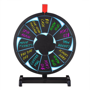 15" Tabletop Color Prize Wheel Spin Fortune Win Game Tradeshow Party Carnival Type 2: Cool Black 12 Slots - Trend Times Toy Stores