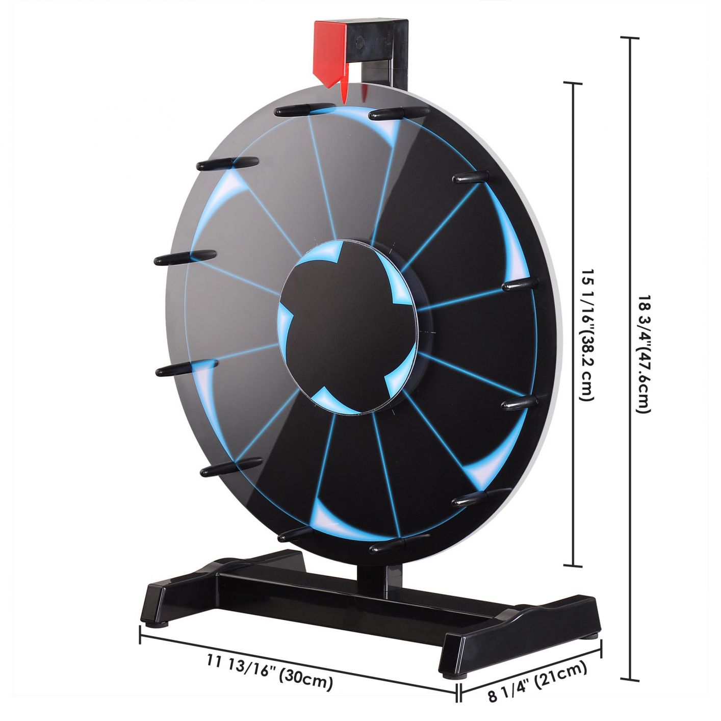 15" Tabletop Color Prize Wheel Spin Fortune Win Game Tradeshow Party Carnival Type 2: Cool Black 12 Slots - Trend Times Toy Stores