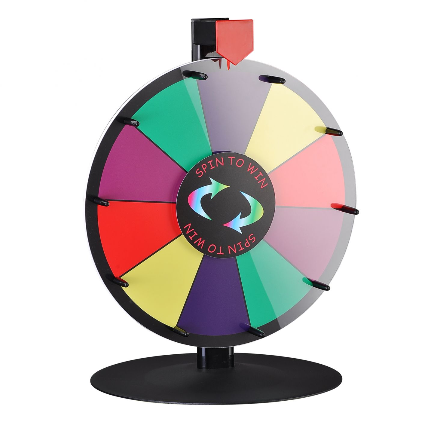 15" Tabletop Color Prize Wheel Spin Fortune Win Game Tradeshow Party Carnival Type 3: Roung Base 10 Slots - Trend Times Toy Stores