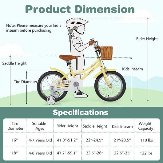 16 Inch Adjustable Kids Bicycle with Reflectors and Bell for Children Ages 4-7 Trend Times 3