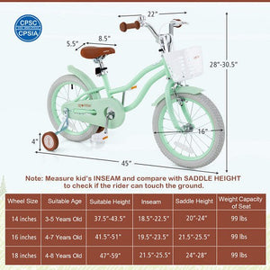 16-Inch Kids Bike with Adjustable Seat and Bell for Ages 3-8 Years Trend Times 4