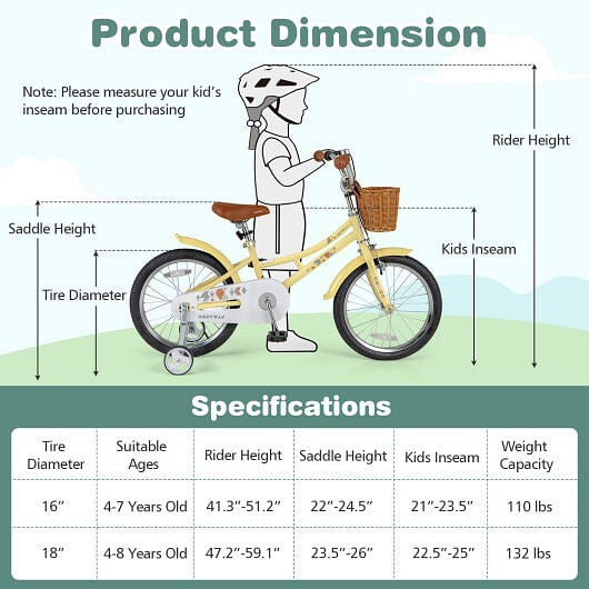 18 Inch Adjustable Kids Bicycle with Reflectors and Bell for Children Ages 4-8 Trend Times 3