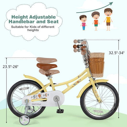 18 Inch Adjustable Kids Bicycle with Reflectors and Bell for Children Ages 4-8 Trend Times 4