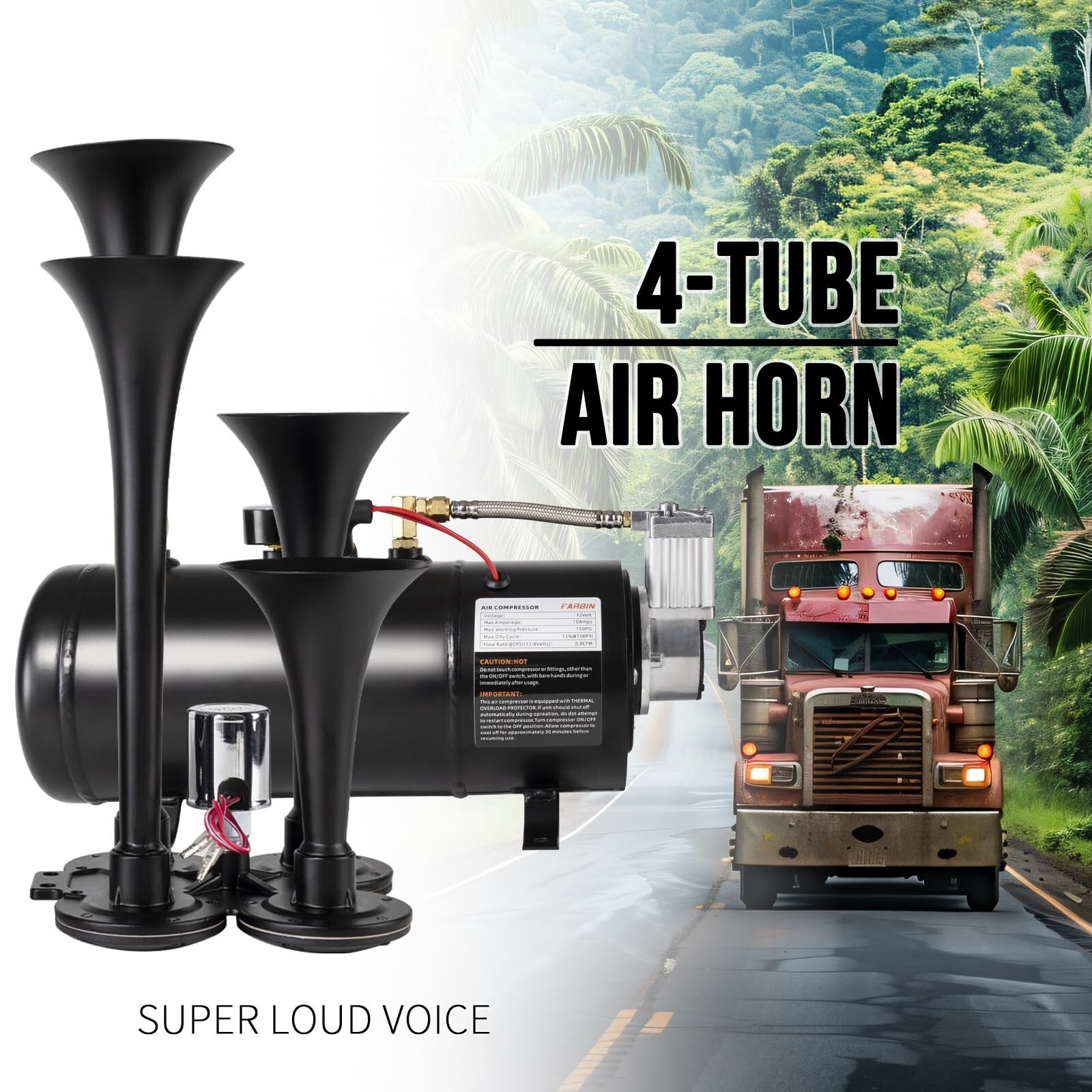 180db Air Horn Kit with 0.8 Gallon Air Compressor Super Loud Train Horn Trend Times 1