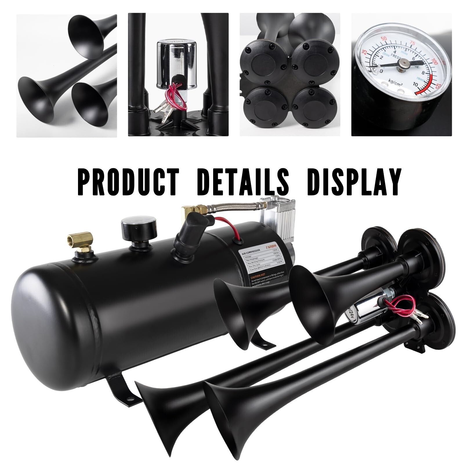 180db Air Horn Kit with 0.8 Gallon Air Compressor Super Loud Train Horn Trend Times 2