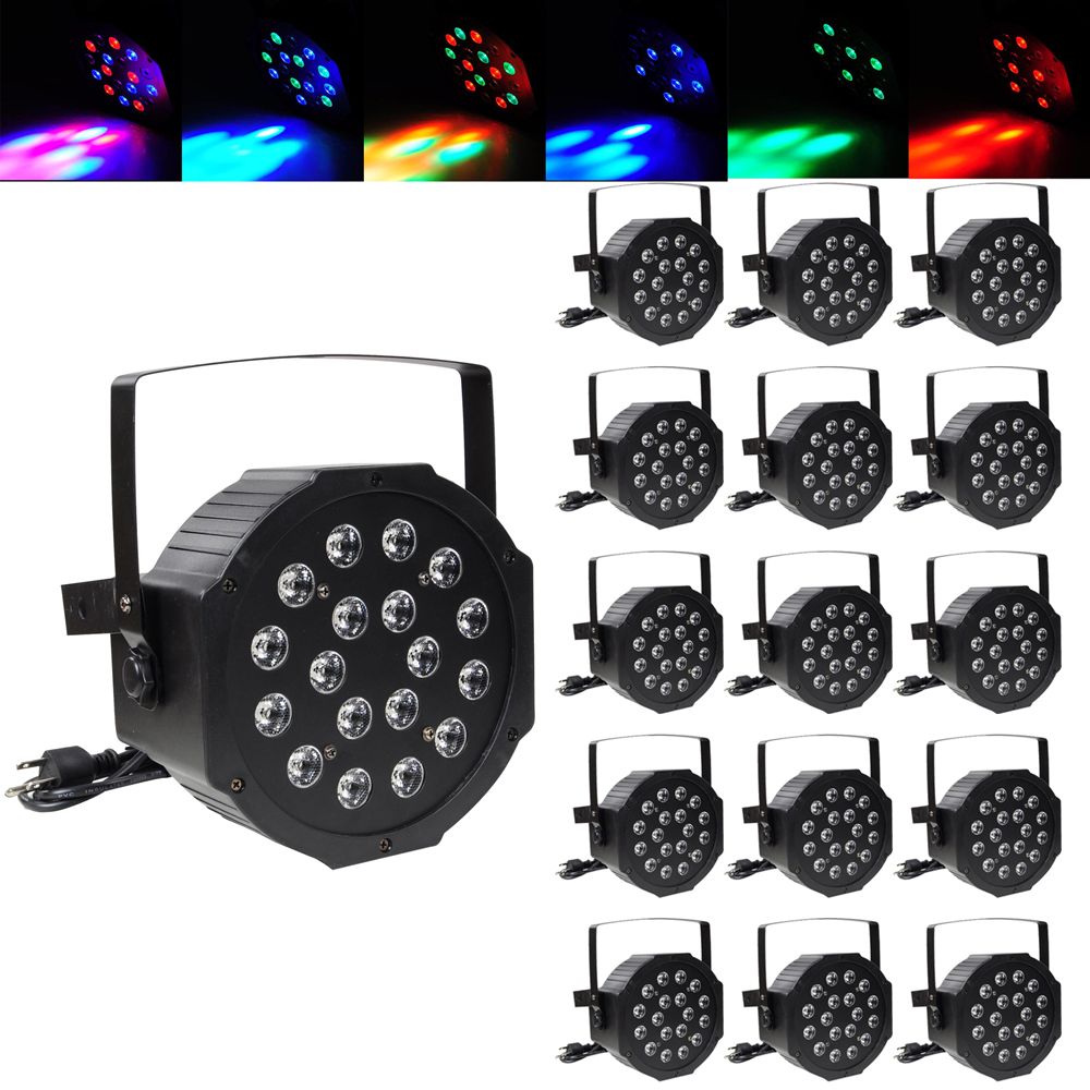 18W LED Par Stage Light DMX512 DJ Disco RGB Change Dimmer Party Wedding 4/8/16pc 16pcs/set - Trend Times Toy Stores