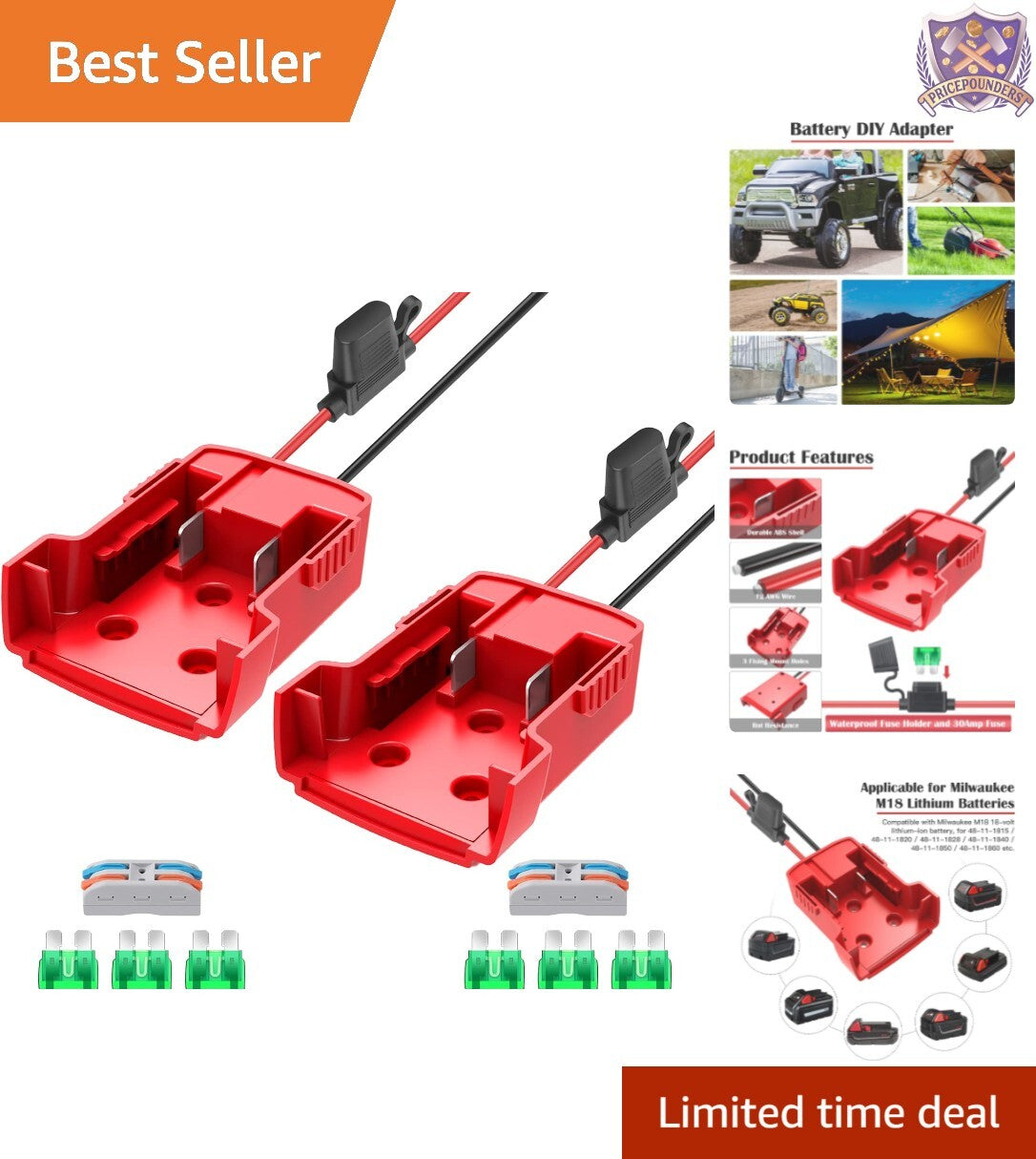 18V M18 Power Wheel Adapter Set with 2 Heavy-Duty Fuses Trend Times 0