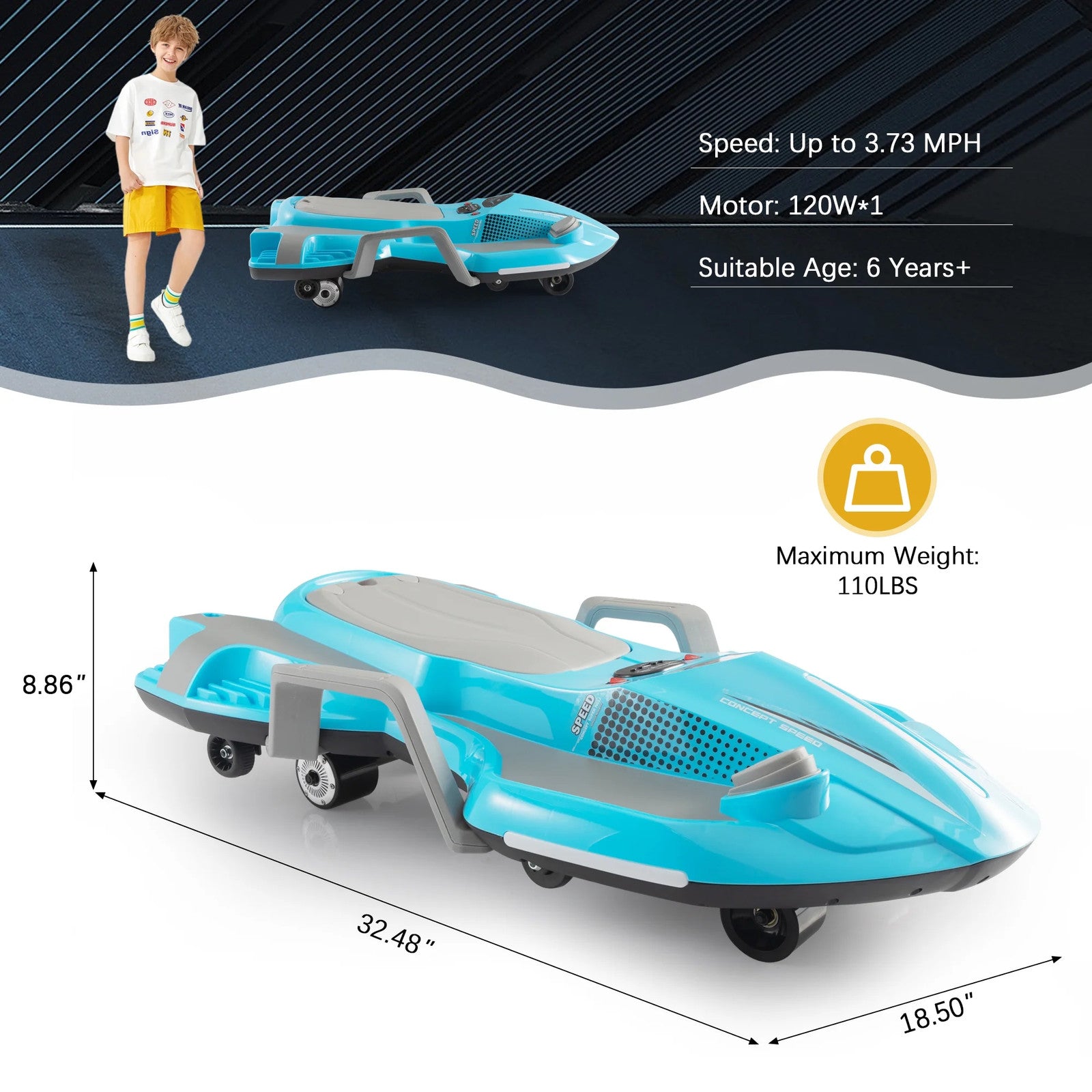 18V Electric Ride-On Go Kart for Kids with Racing Speed, LED Lights, and Music Trend Times 3