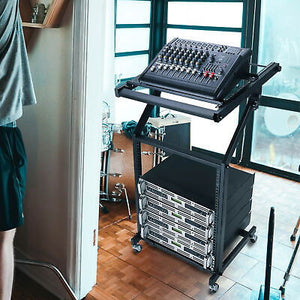 19" 12U Rack Mount DJ Mixer Stand Studio Equipment Cart Stage Music Party Show - Trend Times Toy Stores