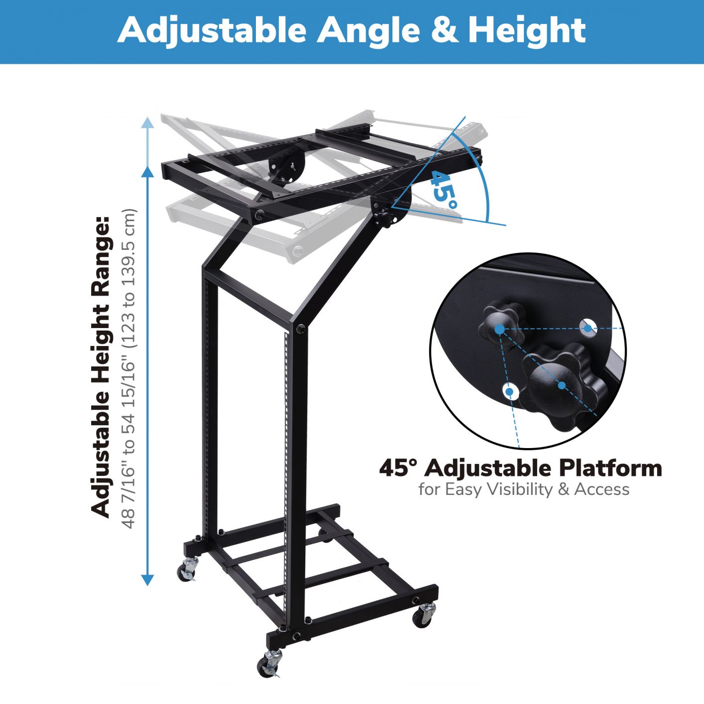 19" DJ Rack Mount Studio Mixer Stand Rolling Cart Party Stage Club 9U 12U 16U 19" 16U & Black - Trend Times Toy Stores