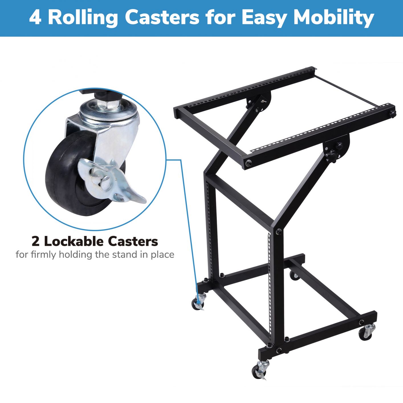 19" DJ Rack Mount Studio Mixer Stand Rolling Cart Party Stage Club 9U 12U 16U 19" 9UX & Black - Trend Times Toy Stores