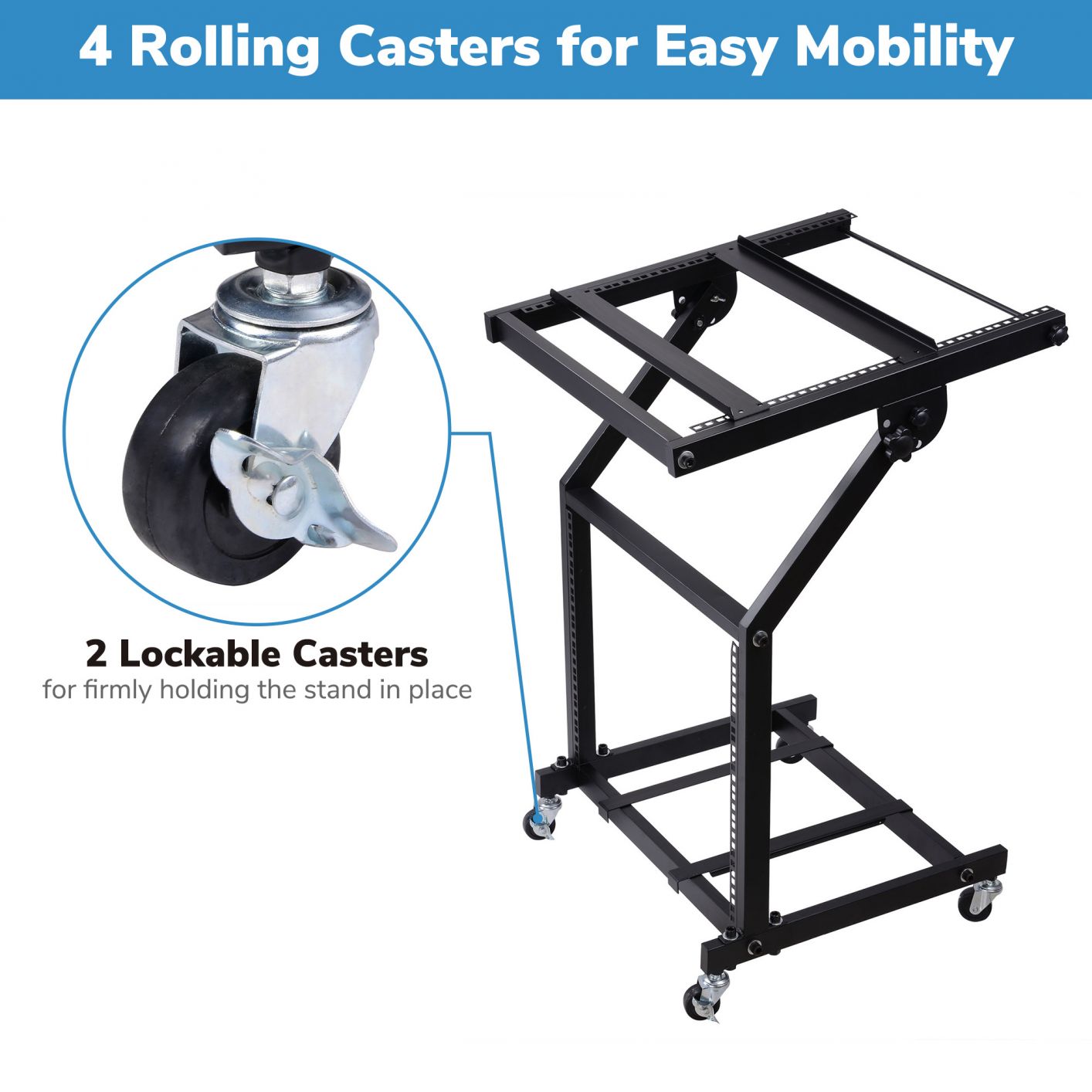 19" DJ Rack Mount Studio Mixer Stand Rolling Cart Party Stage Club 9U 12U 16U 19" 9U & Black - Trend Times Toy Stores