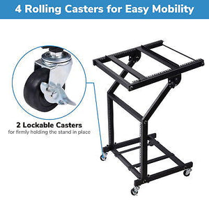 19" DJ Rack Mount Studio Mixer Stand Rolling Stage Cart Adjustable Music Show 9U - Trend Times Toy Stores