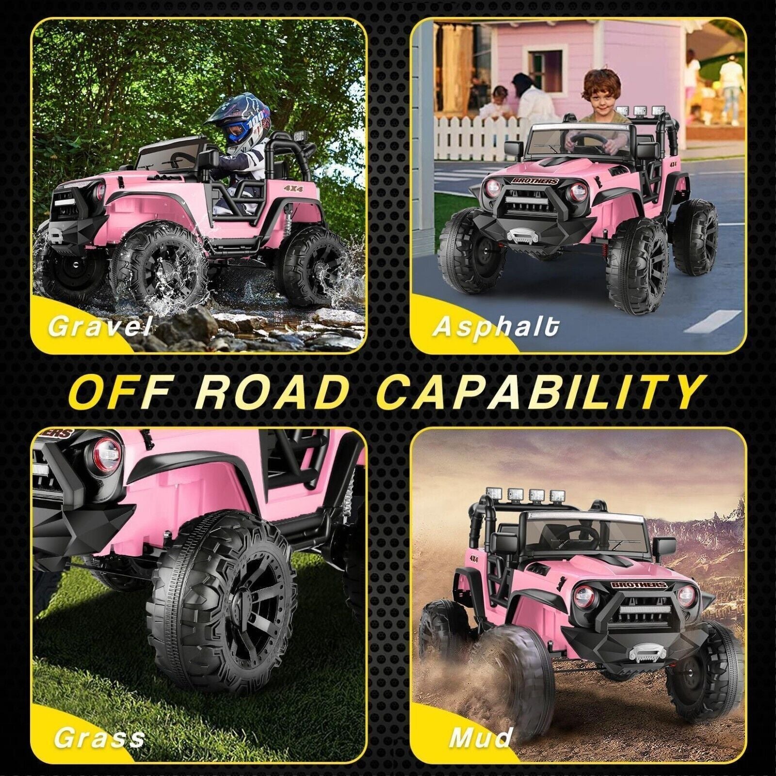 24V 2-Seater Kids Ride-On Truck Car with 2×200W Motors, Remote Control, LED Lights, and 3 Speeds Trend Times 24