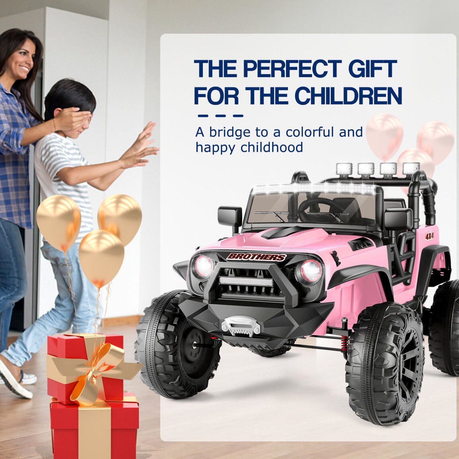 24V 2-Seater Kids Ride-On Truck Car with 2×200W Motors, Remote Control, LED Lights, and 3 Speeds Trend Times 25