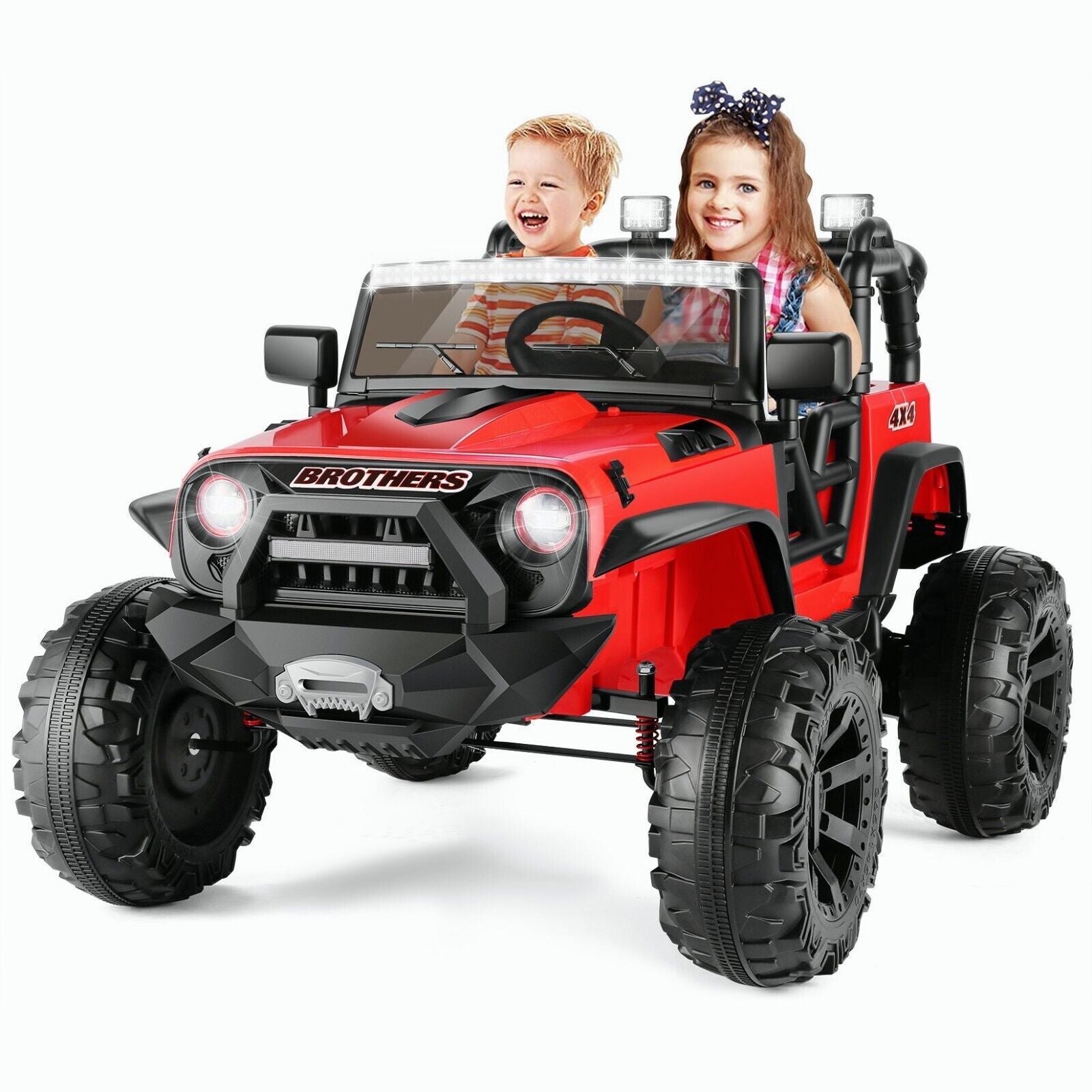 24V 2-Seater Kids Ride-On Truck Car with 2×200W Motors, Remote Control, LED Lights, and 3 Speeds Trend Times 28
