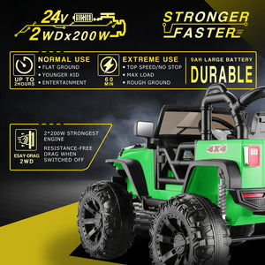 24V 2-Seater Kids Ride-On Truck Car with 2×200W Motors, Remote Control, LED Lights, and 3 Speeds Trend Times 7