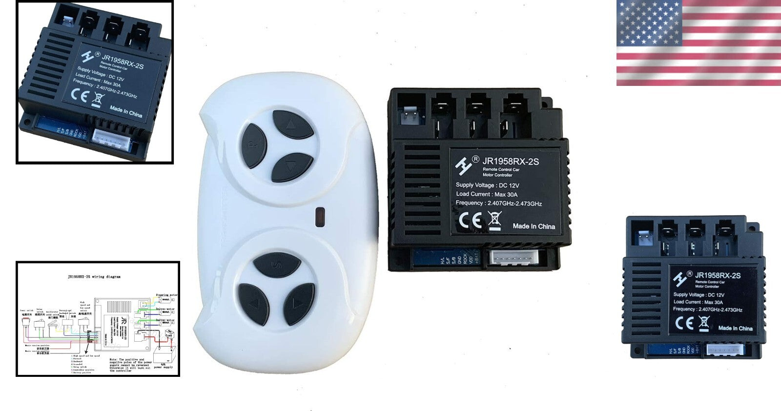2.4G Bluetooth Remote Control and Receiver Kit for Kids Ride-On Car JR1958RX-2S Trend Times 1