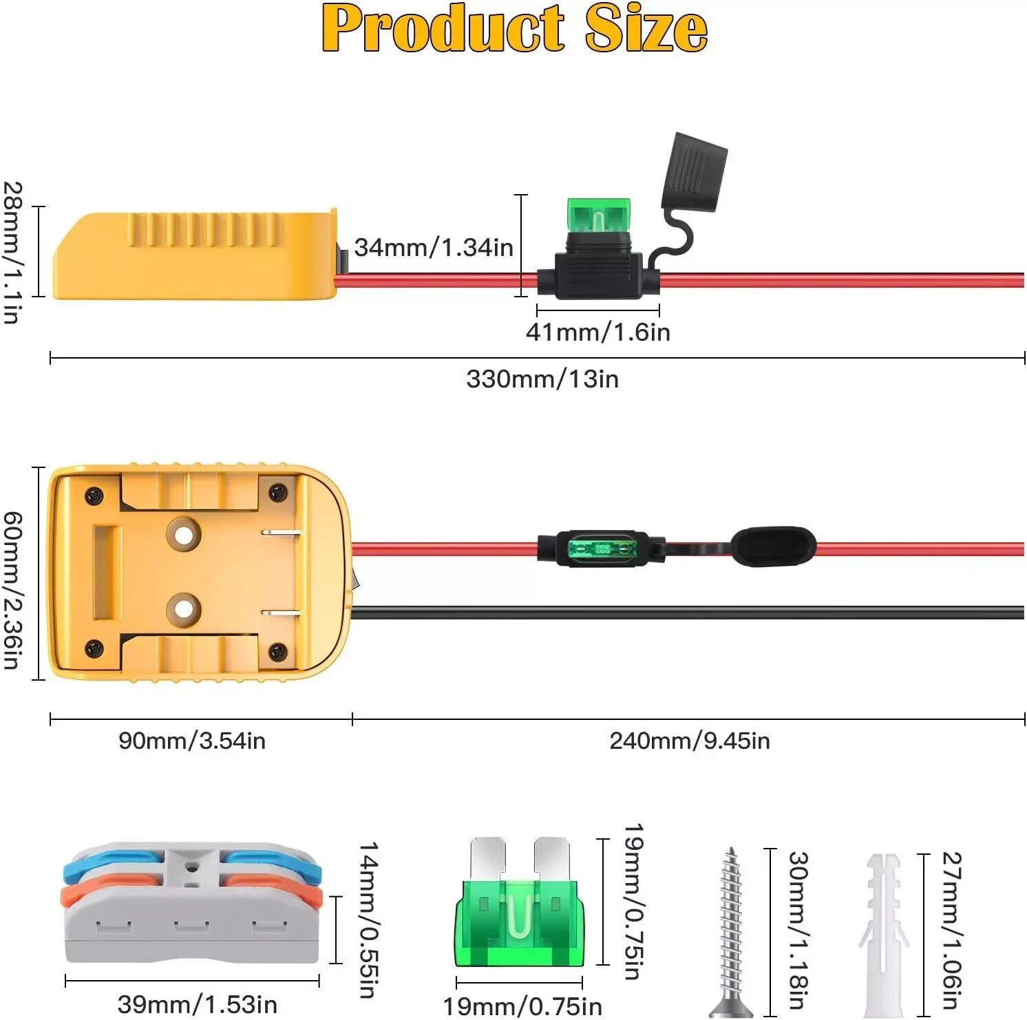 2-4 Pack Power Wheel Adapter Kit Compatible with 18V 20V Dewalt Battery Converter Trend Times 1