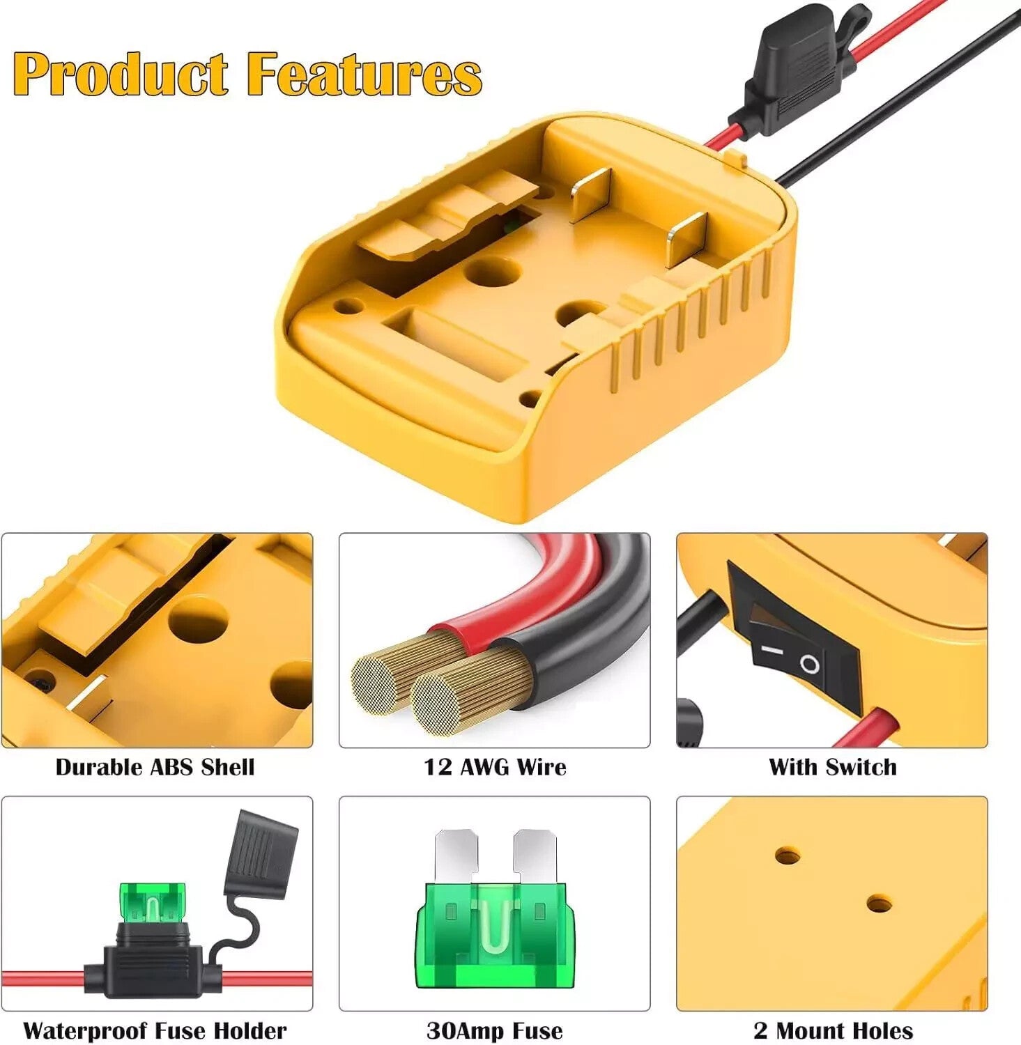 2-4 Pack Power Wheel Adapter Kit Compatible with 18V 20V Dewalt Battery Converter Trend Times 3