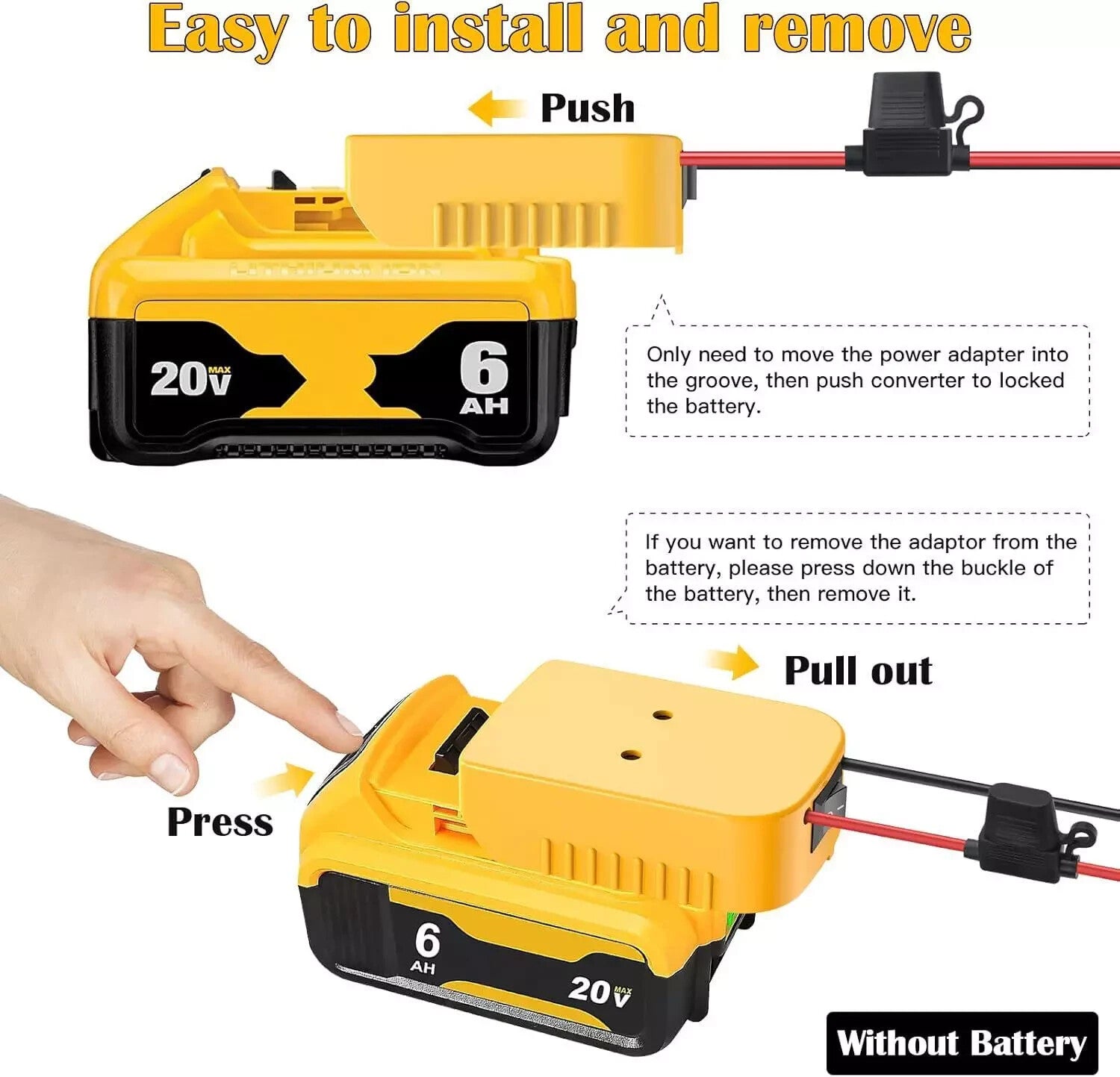 2-4 Pack Power Wheel Adapter Kit Compatible with 18V 20V Dewalt Battery Converter Trend Times 5