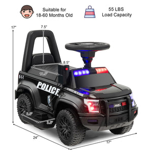 2-in-1 6V Kids Ride-On Police Push Car with Megaphone and Siren, Black Trend Times 1