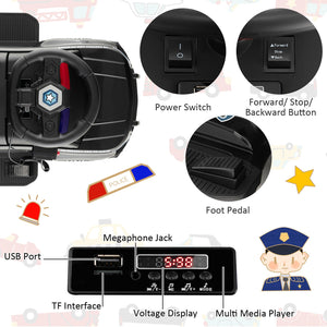 2-in-1 6V Kids Ride-On Police Push Car with Megaphone and Siren, Black Trend Times 9