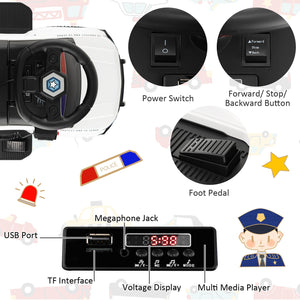 2-in-1 6V Kids Ride-On Police Car and Toddler Push Car with Megaphone, Siren, and Music Trend Times 9