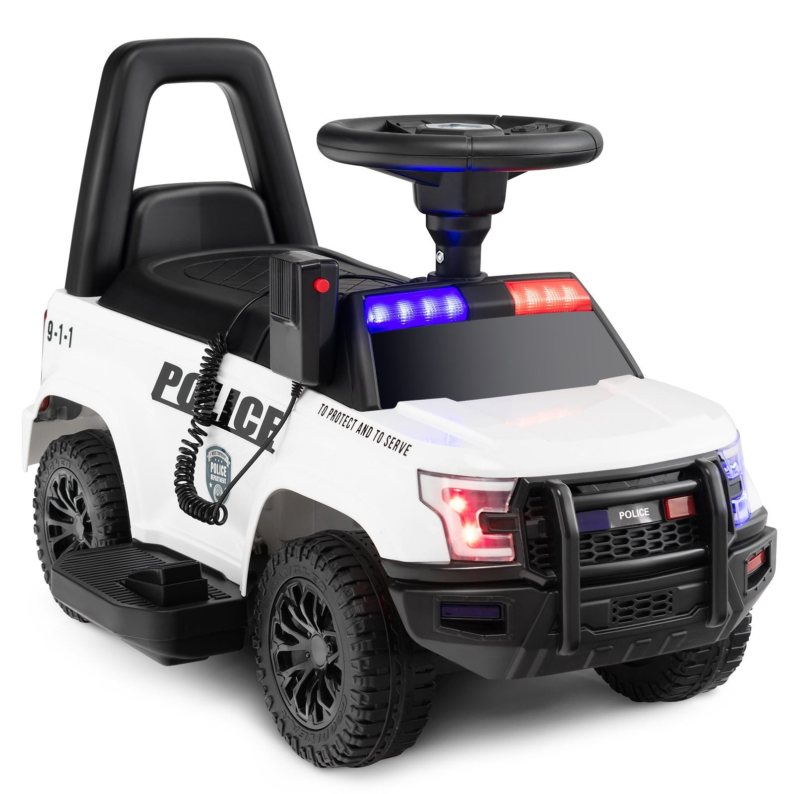 2-in-1 6V Kids Ride-On Police Car and Toddler Push Car with Megaphone, Siren, and Music Trend Times Variant 0