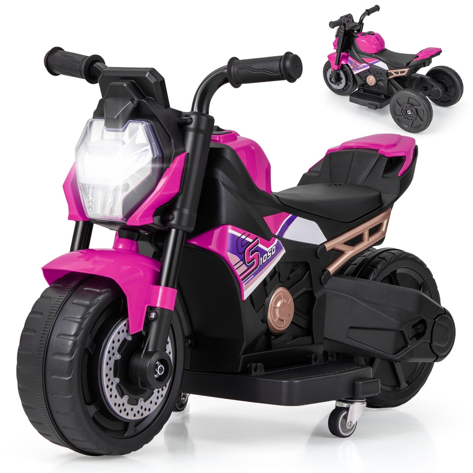2-in-1 Kids Electric Motorcycle with Detachable Training Wheels, Headlight, and Horn Trend Times 0