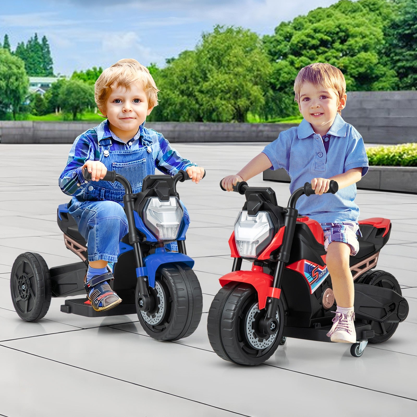 2-in-1 Kids Electric Motorcycle with Detachable Training Wheels, Headlight, and Horn Trend Times 2
