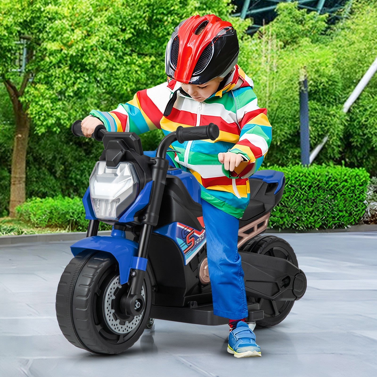 2-in-1 Kids Electric Motorcycle with Detachable Training Wheels, Headlight, and Horn Trend Times 3