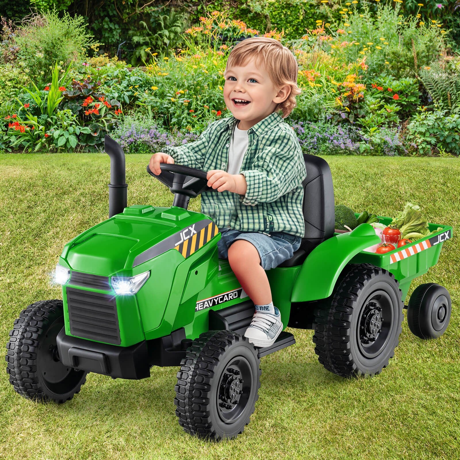 2-in-1 Kids 12V Battery-Powered Ride-On Tractor with Remote Control Trend Times 2