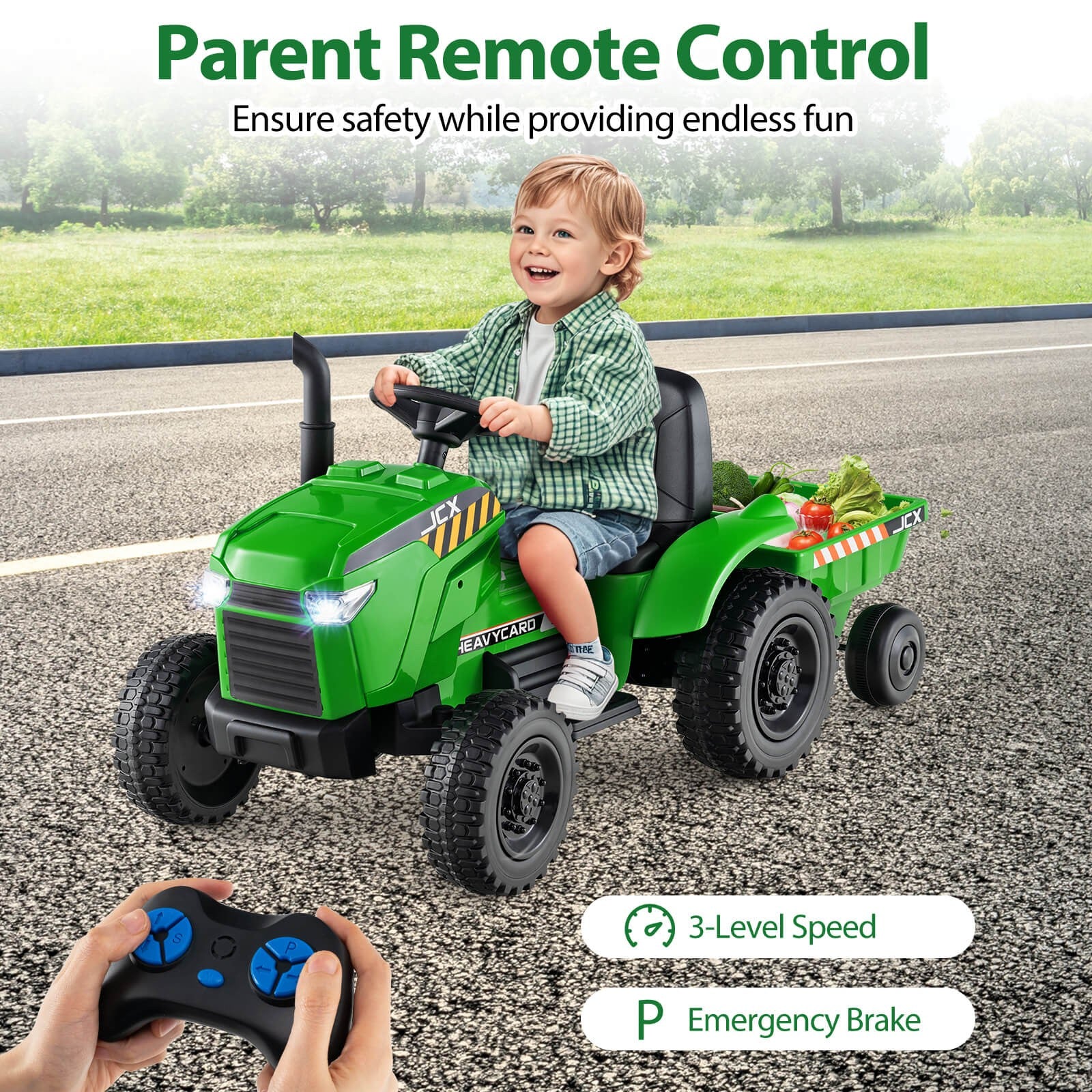 2-in-1 Kids 12V Battery-Powered Ride-On Tractor with Remote Control Trend Times 7