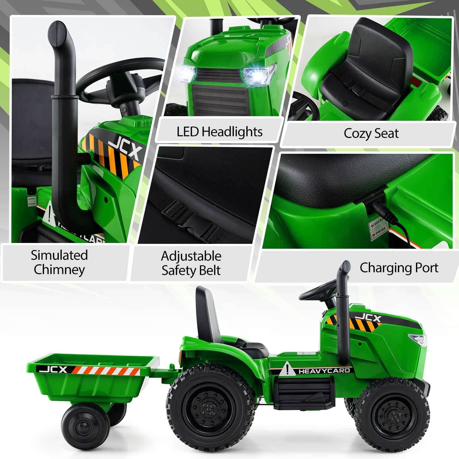 2-in-1 Kids 12V Battery-Powered Ride-On Tractor with Remote Control Trend Times 9