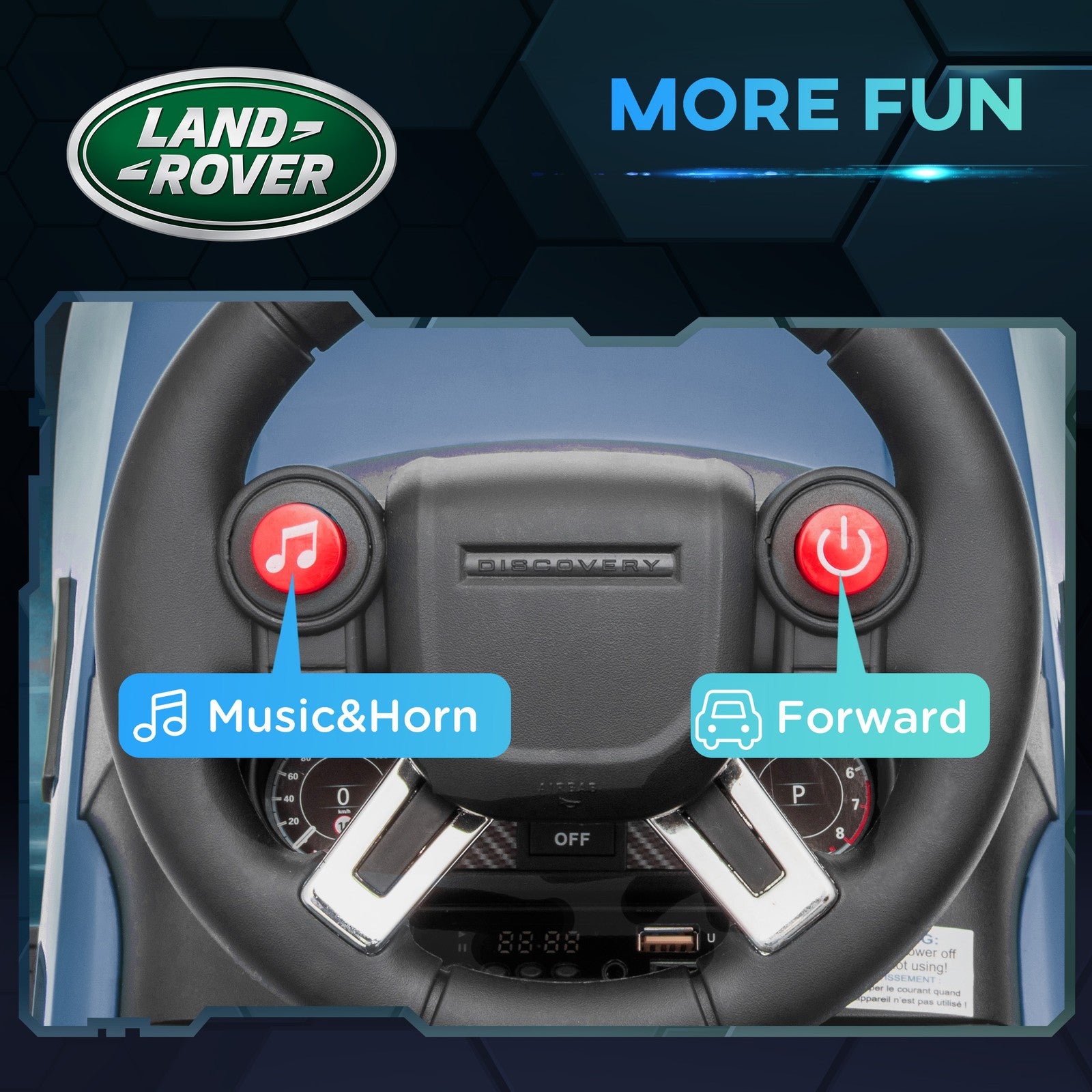 Licensed Land Rover 6V Ride-On Car with Sliding Function and Blue Lights Trend Times 6