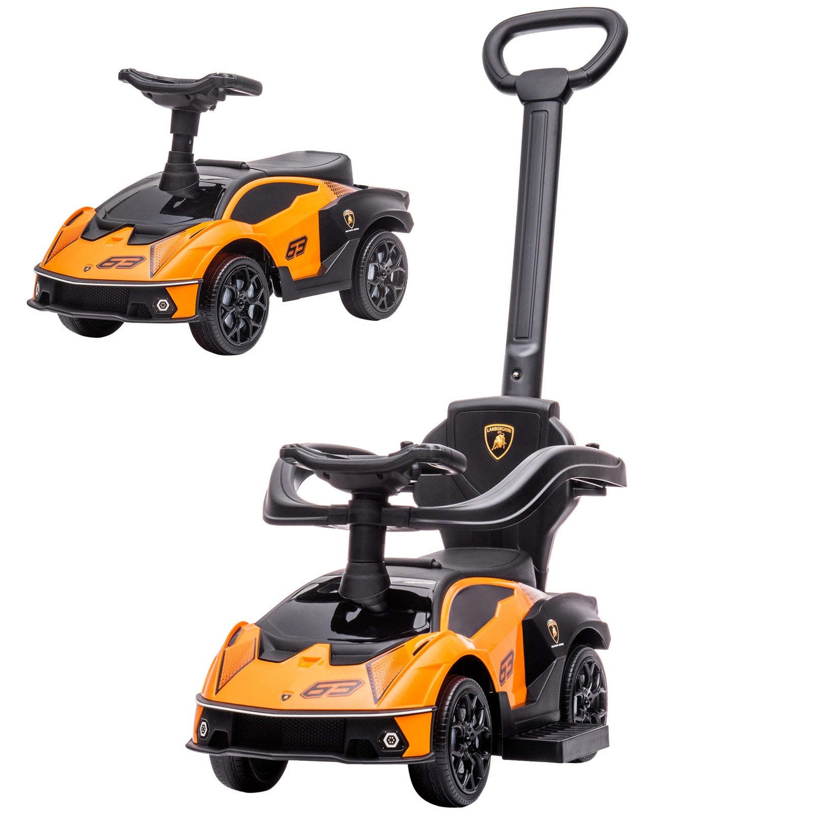 2-in-1 Ride-On Push Manual Toddler Sliding Car Orange Licensed Model SCV12 Trend Times 0