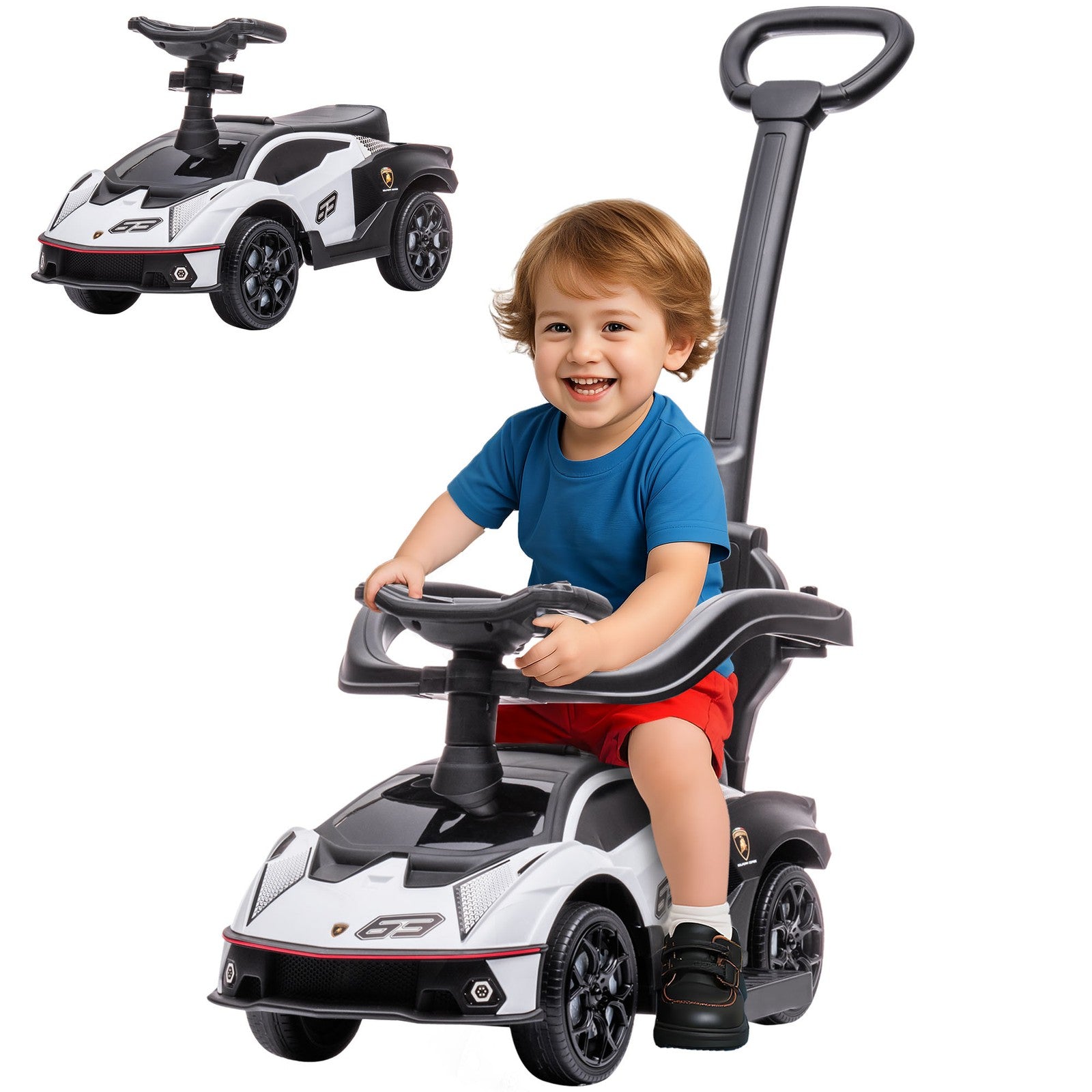 2-in-1 Licensed Toddler Ride-On Push and Sliding Car with Manual Music Features Trend Times Variant 0