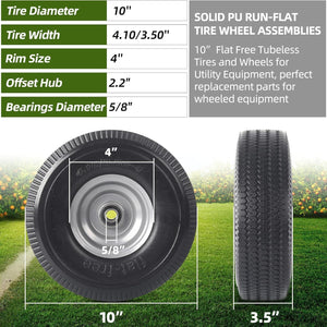 2-Pack 10-Inch Flat-Free Solid Wheels for Utility Equipment Trend Times 3