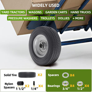 2-Pack 10-Inch Solid Wheels with Extra Bearings for Utility Equipment Trend Times 6