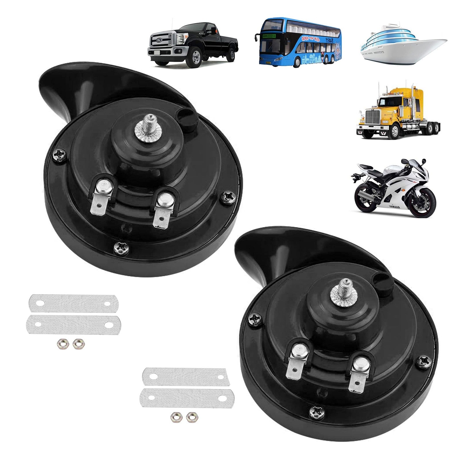 2 Pack 12V 300DB Loud Train Horns for Trucks Cars Motorcycles and Boats Trend Times 0