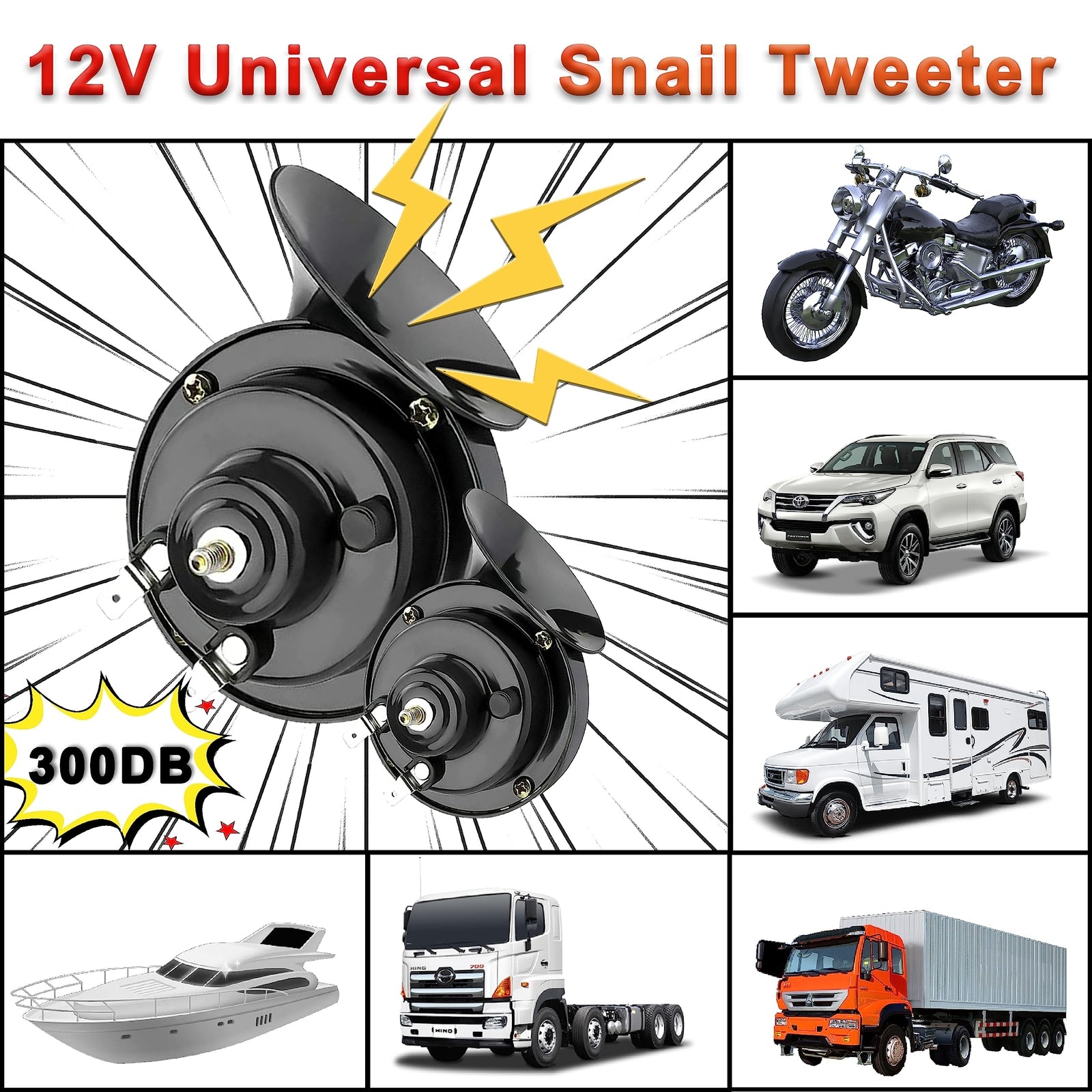 2 Pack 12V Super Loud Electric Snail Car Horns for Motorcycles and Trucks Trend Times 3