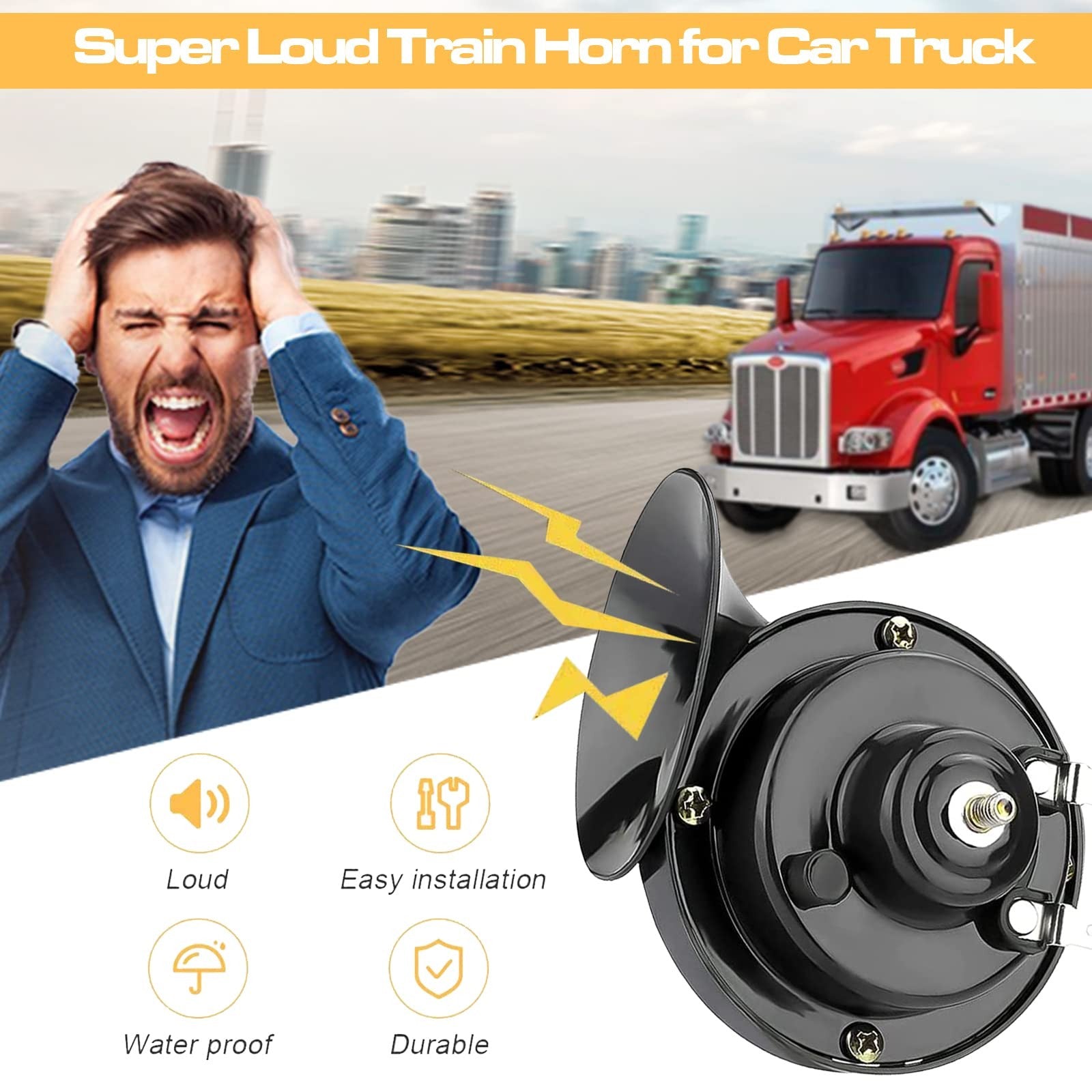 2 Pack 300dB Super Loud Train Horn 12V Waterproof Security Alarm Speaker for Cars Trend Times 4