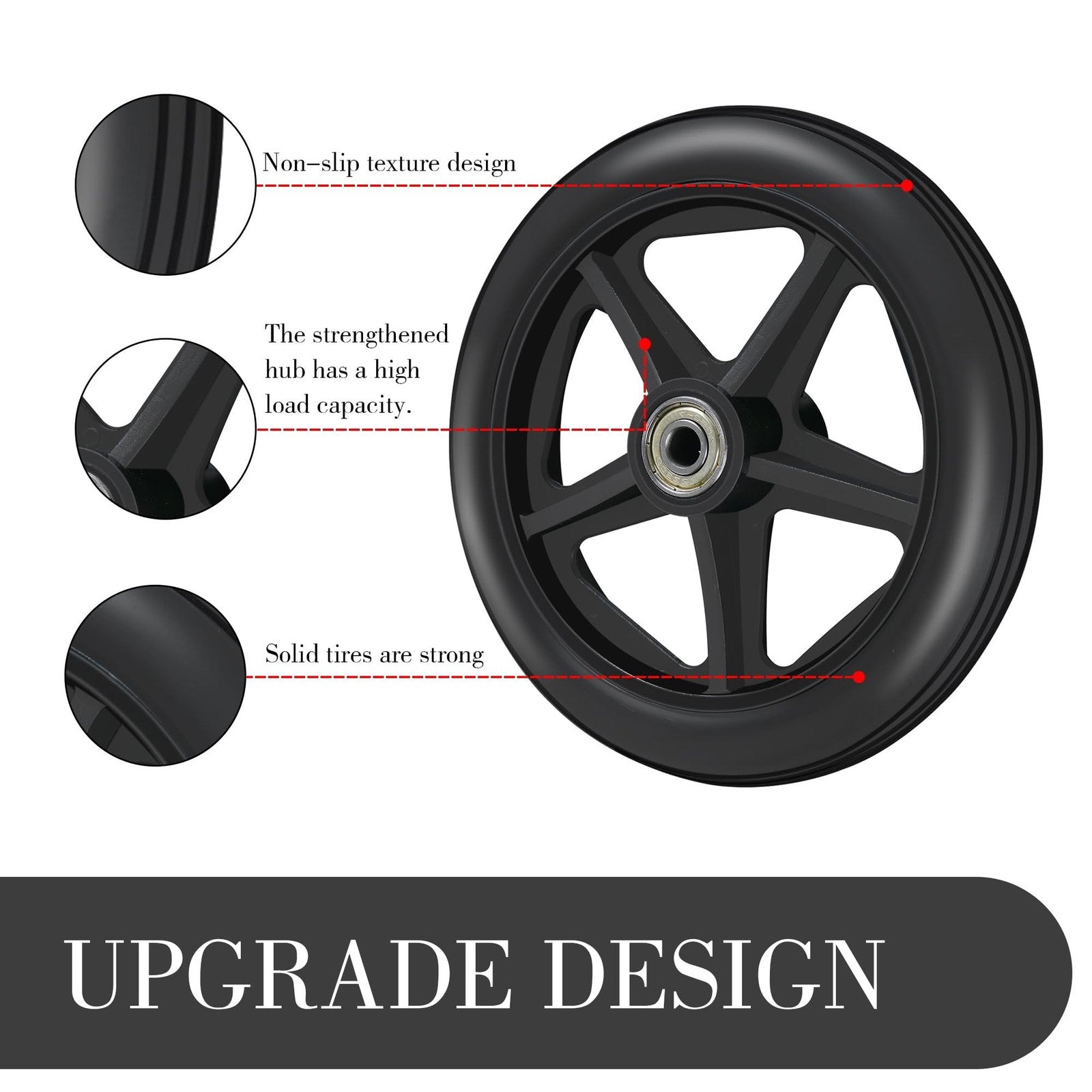 2 Pack 6 Inch Replacement Front Wheels for Wheelchairs Walkers and Rollators Trend Times 2