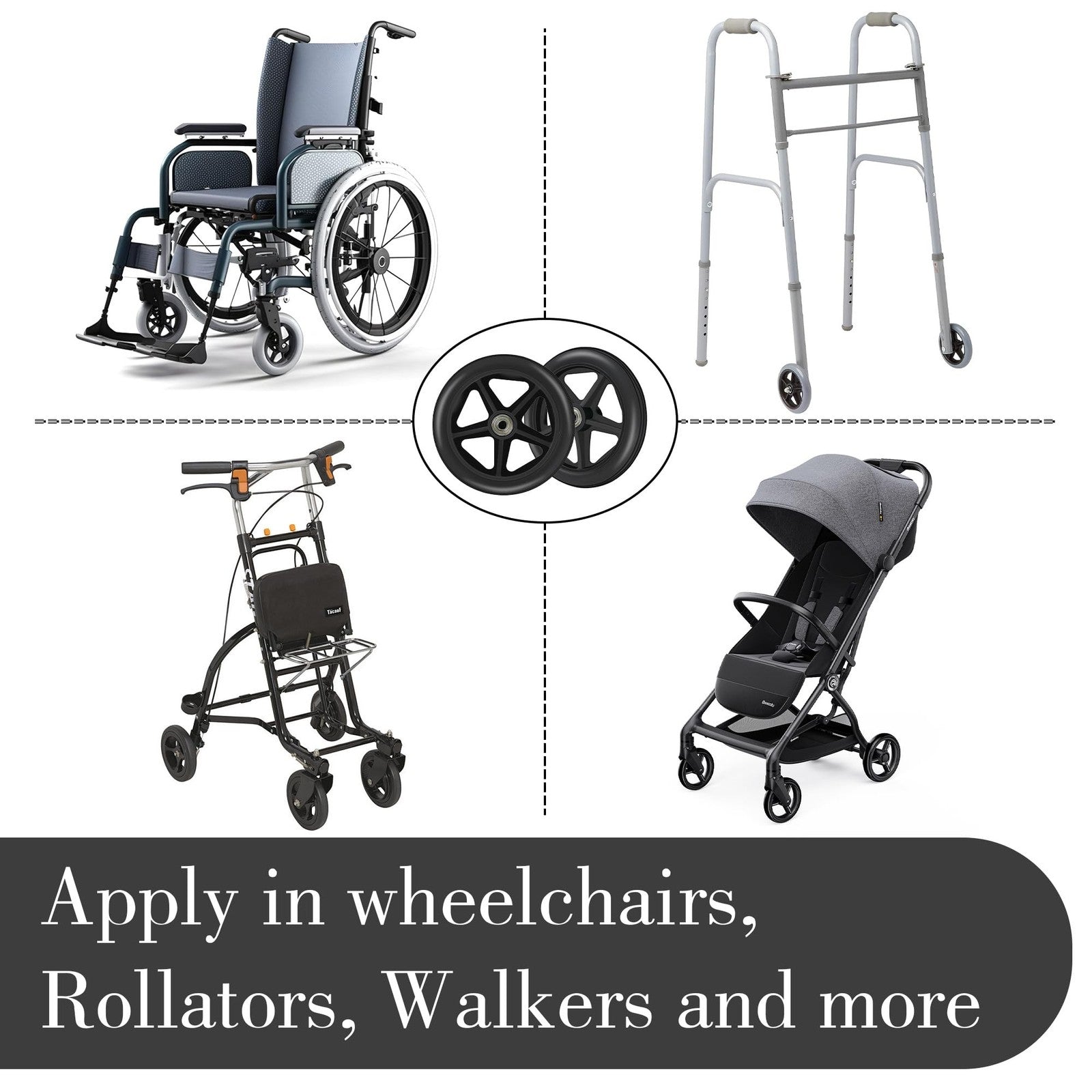 2 Pack 6 Inch Replacement Front Wheels for Wheelchairs Walkers and Rollators Trend Times 5
