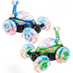 2-Pack Rechargeable Remote Control Tornado Stunt Flip Cars in Blue and Green Trend Times 1