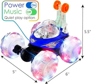 2-Pack Rechargeable Remote Control Tornado Stunt Flip Cars in Blue and Green Trend Times 4