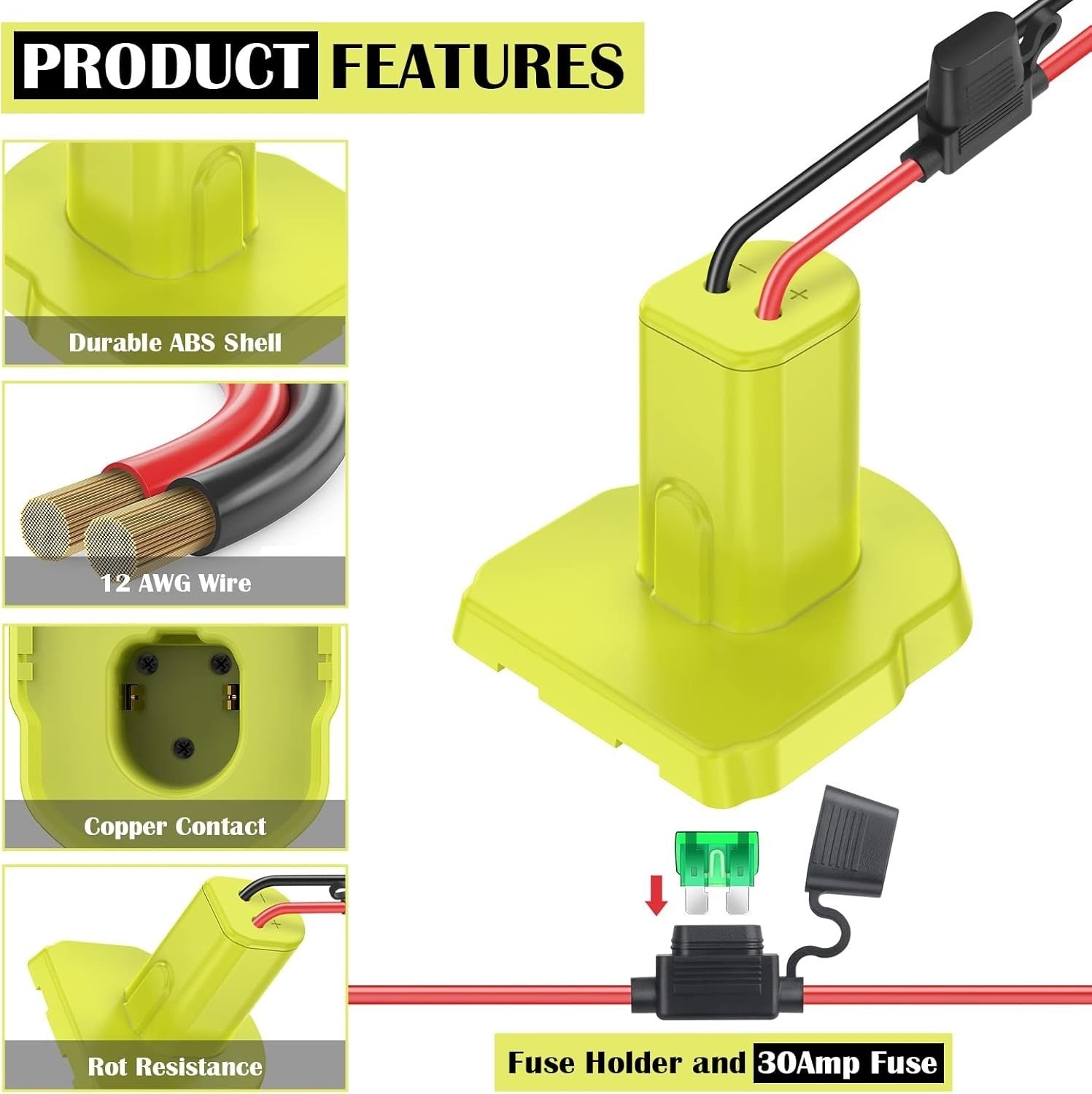 2-Pack 18V Power Wheel Adapter with 30 Amp Fuses for Safe DIY Projects Trend Times 4