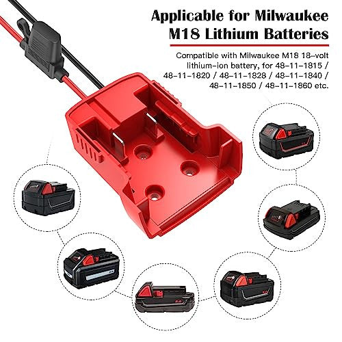2-Pack 18V Power Wheel Battery Adapter for M18 Milwaukee Tools Trend Times 6