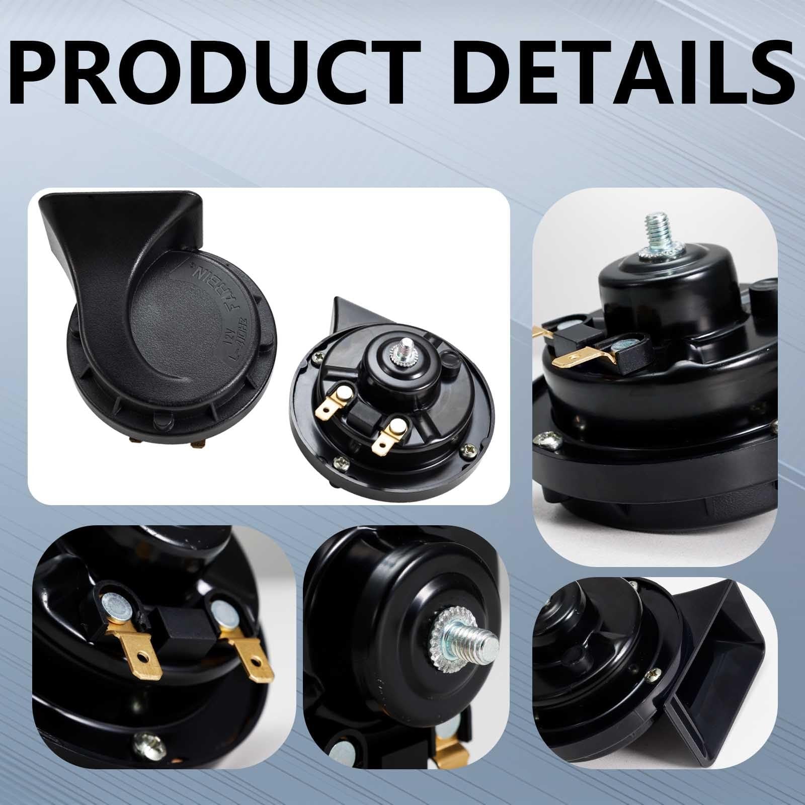 2 PCS 130dB Dual Electric Snail Air Horn for 12V Truck Waterproof Trend Times 3